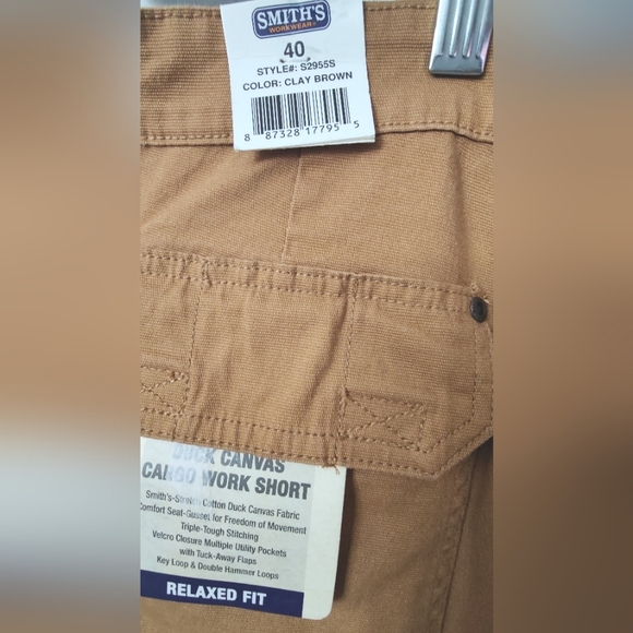 SMITH'S-STRETCH DUCK CANVAS CARGO WORK SHORT Color Cray Brown Size 40 - Picture 10 of 12
